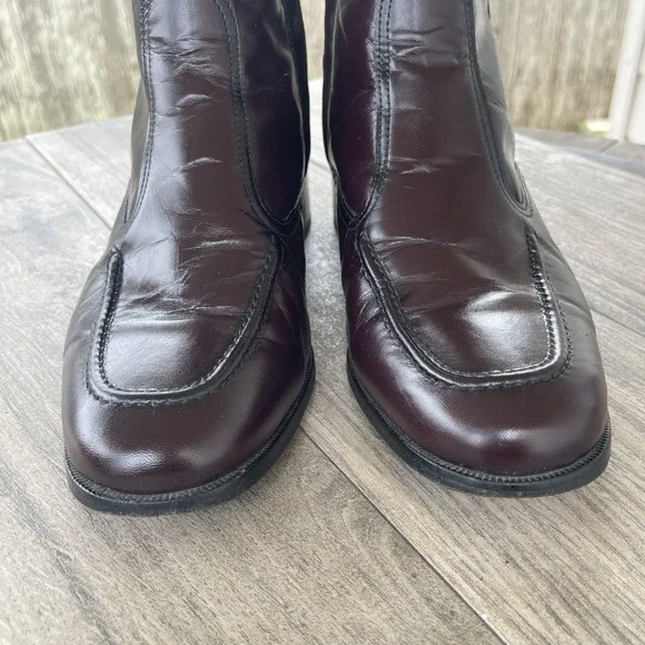 Florsheim Essex Boots Men 8D Red Leather Dress Ankle Side Zip Moc Toe 17074 18 - Picture 7 of 13